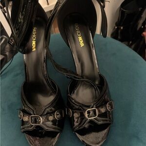 Fashion Nova Black Patent Buckle Stiletto Heels